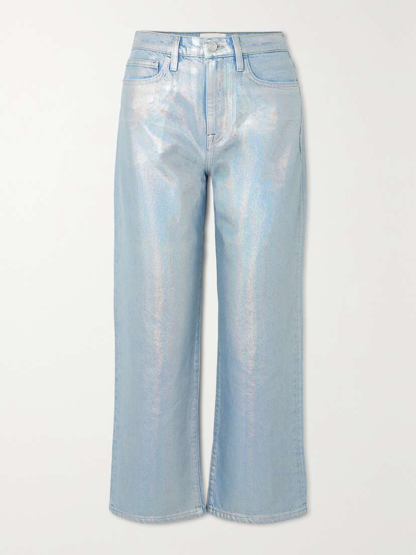 Frame + Net Sustain Le Jane Cropped Iridescent High-rise Straight-leg Jeans