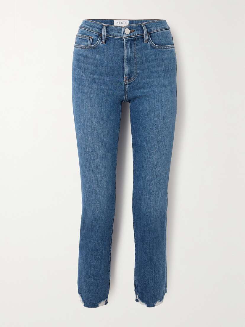 Frame Le High Straight Frayed Cropped High-rise Straight-leg Jeans