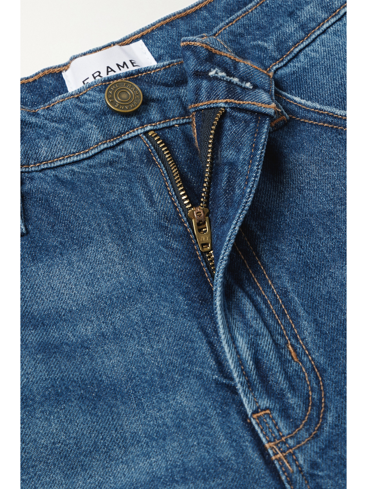 Frame + Net Sustain The Relaxed Straight Cropped Frayed High-rise Straight-leg Jeans In Blue