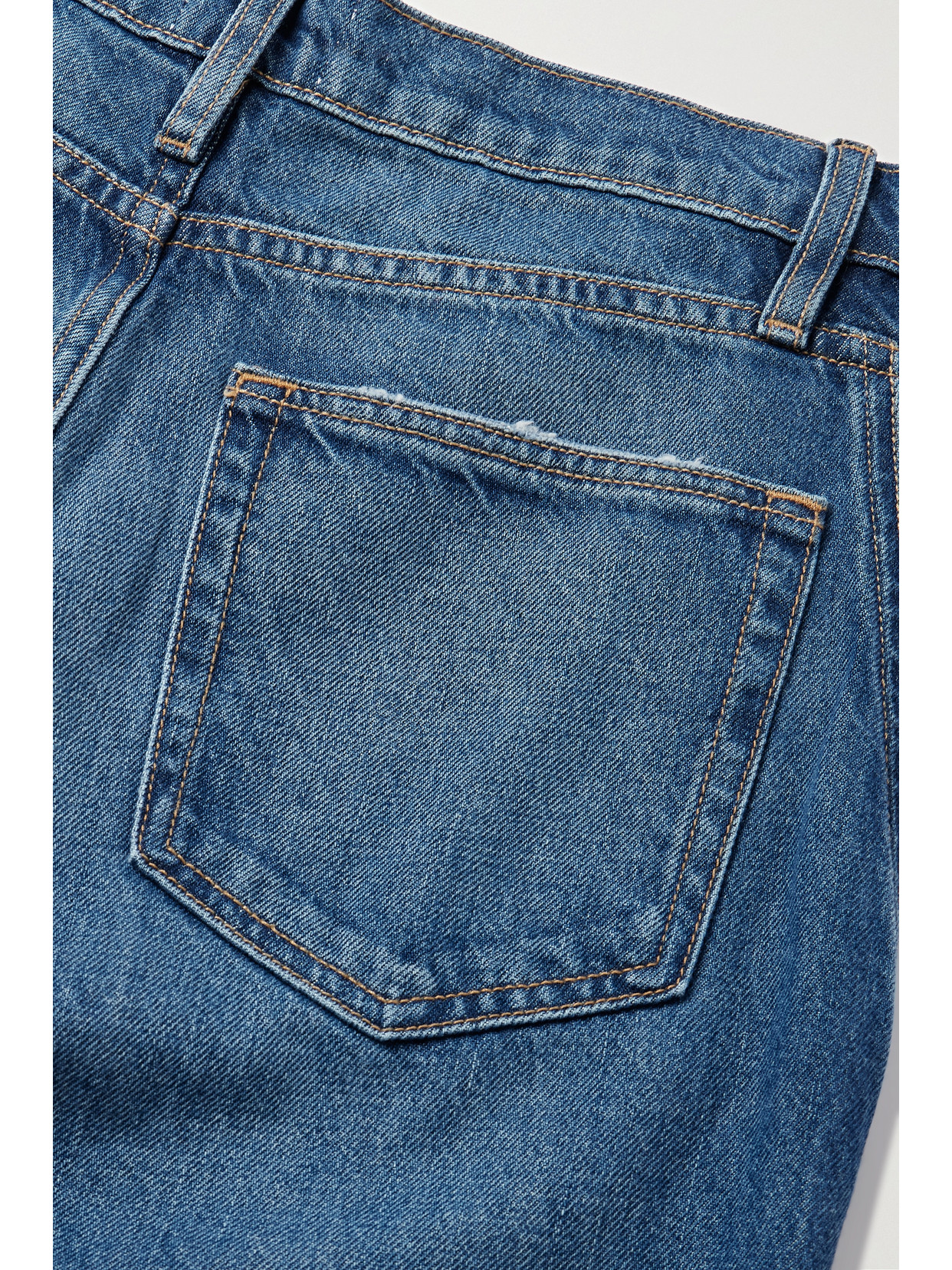 Frame + Net Sustain The Relaxed Straight Cropped Frayed High-rise Straight-leg Jeans In Blue