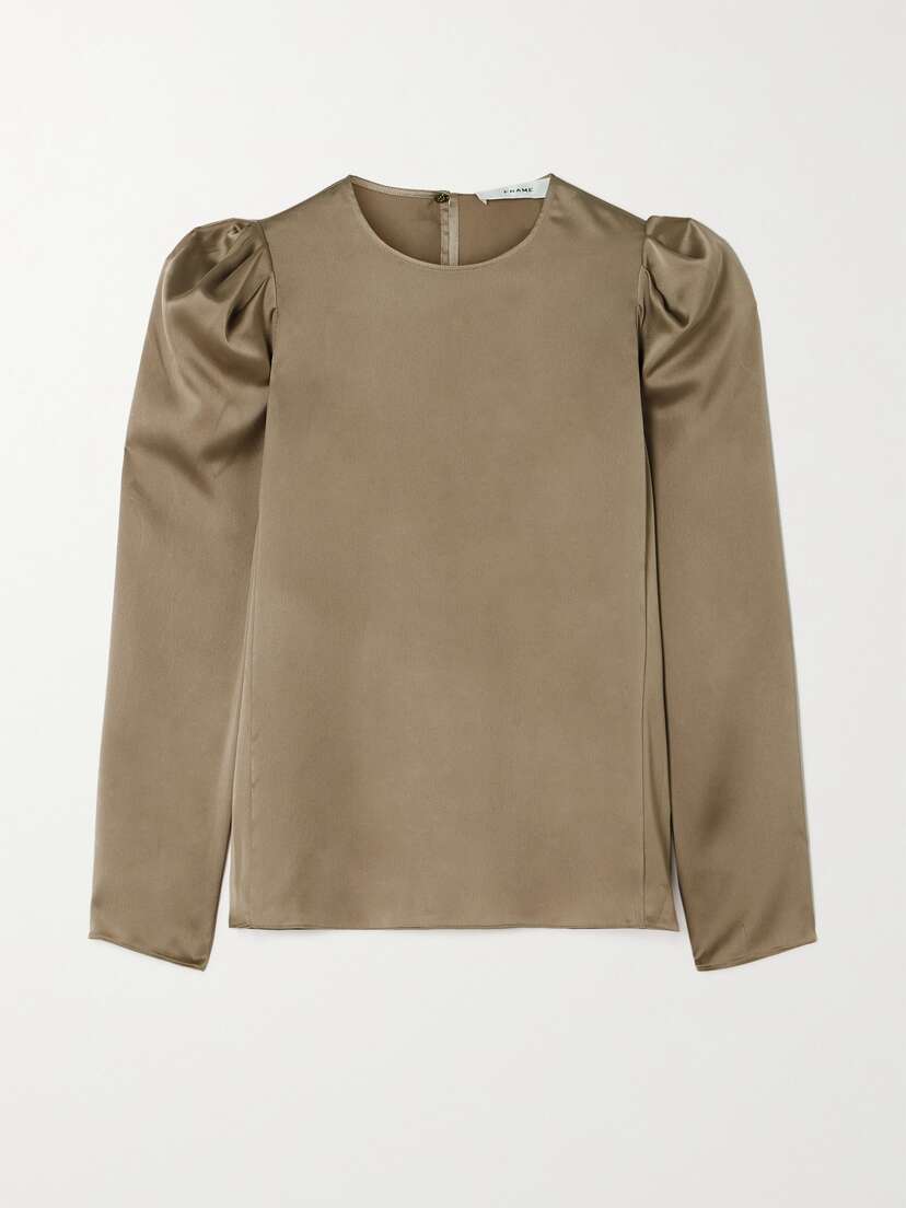 Frame Gathered Recycled-satin Blouse