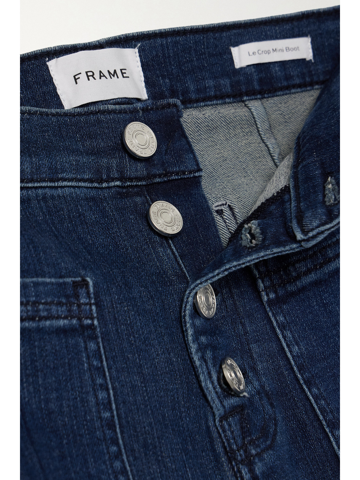 Shop Frame Le Bardot Cropped High-rise Flared Jeans In Blue