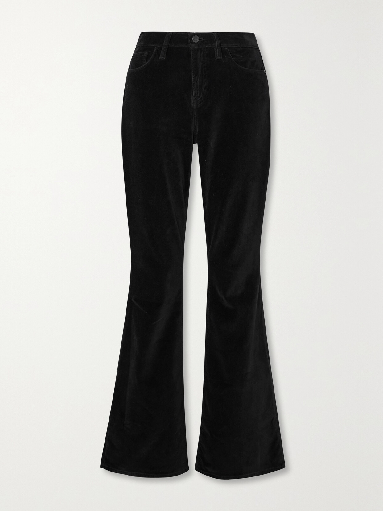 Frame Le High Flare Cotton-blend Velvet Pants In Black