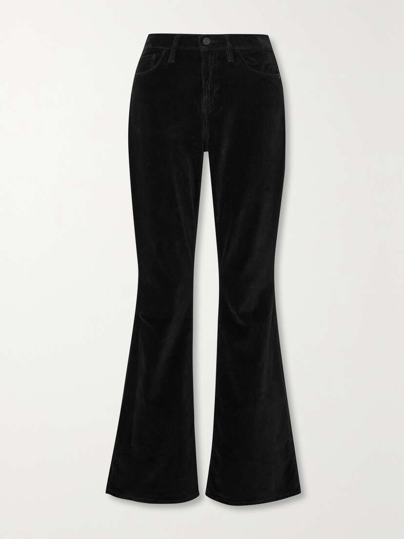 Frame Le High Flare Cotton-blend Velvet Pants