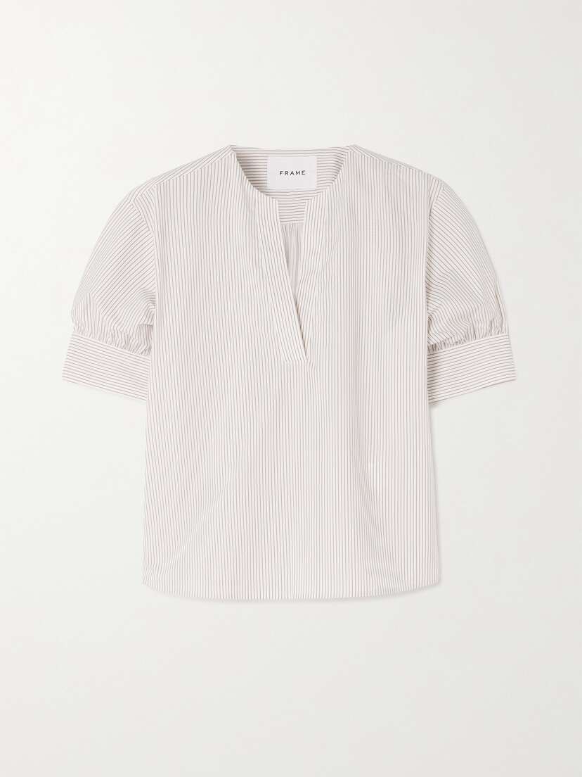 Frame + Net Sustain Striped Organic Cotton-poplin Blouse