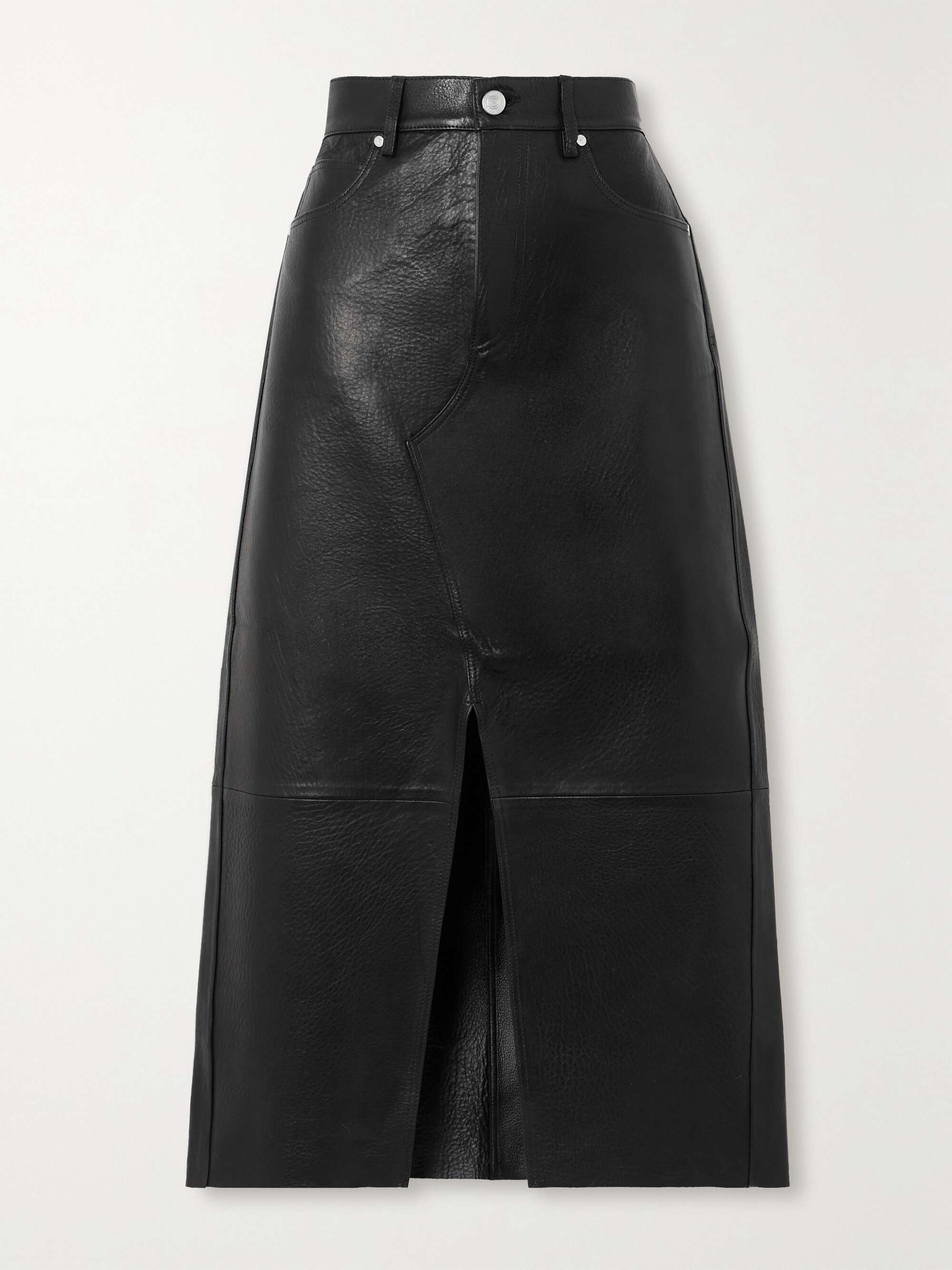 FRAME Leather midi skirt | NET-A-PORTER