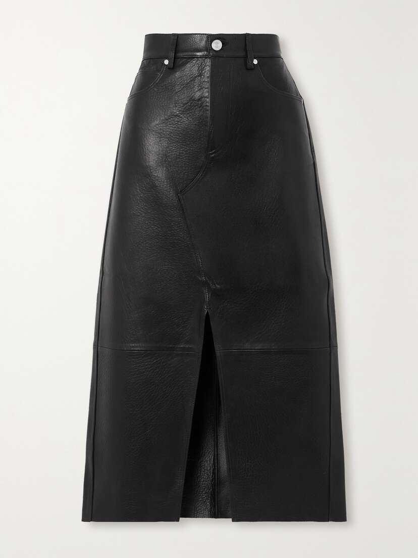Frame Leather Midi Skirt