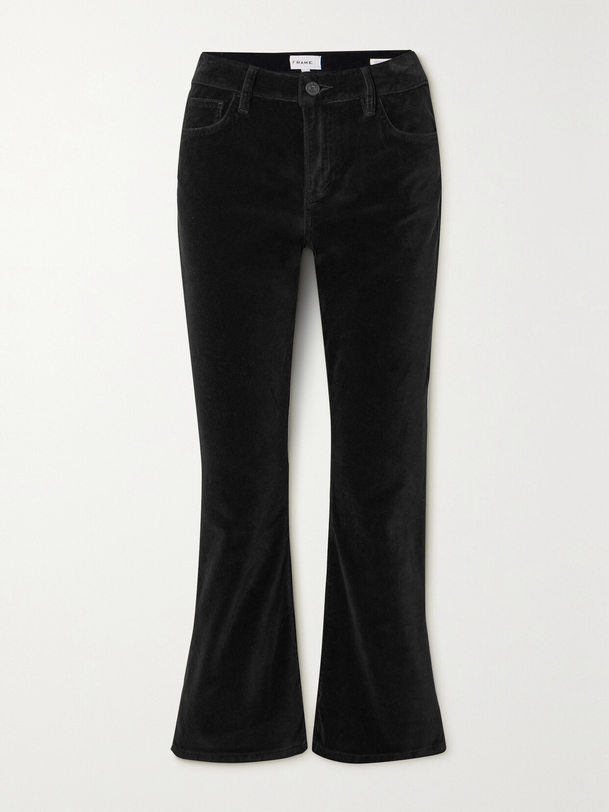 Frame Le Crop Mini Boot Velvet Bootcut Pants In Black