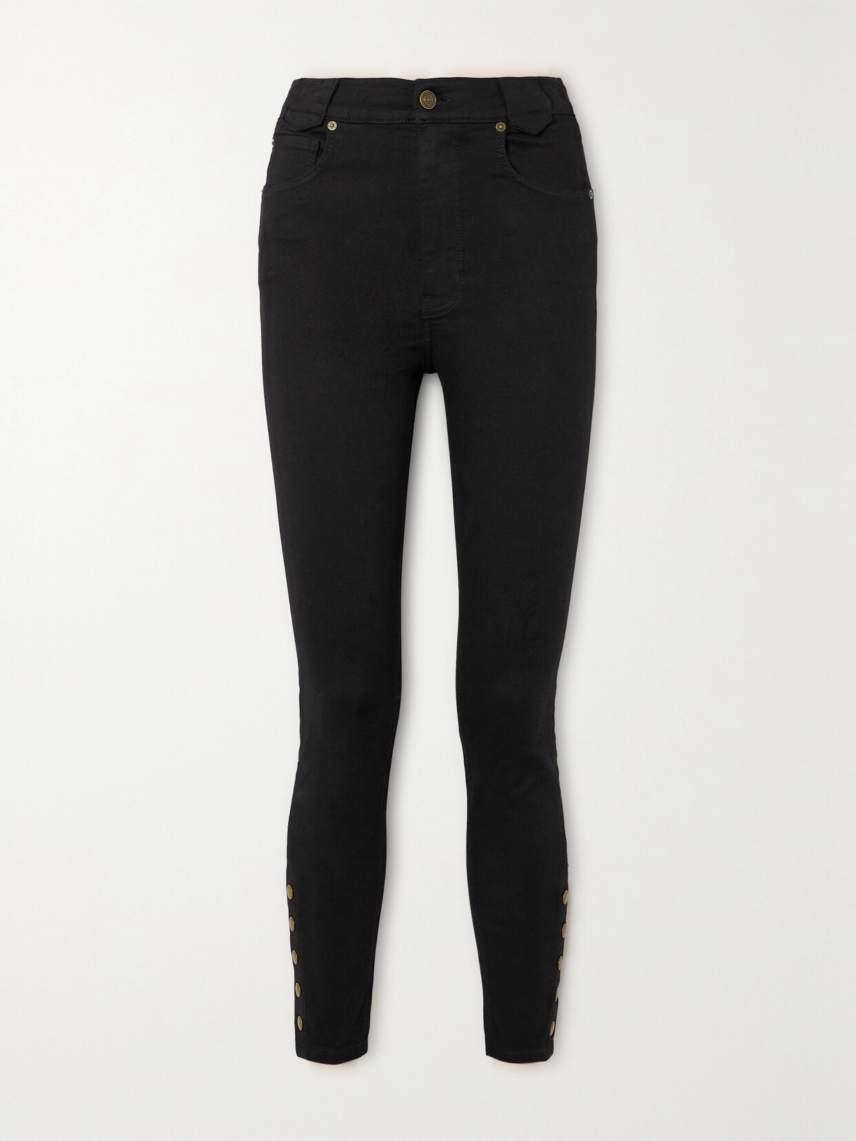 Shop Frame + Net Sustain The Snapped Denim Leggings In Black