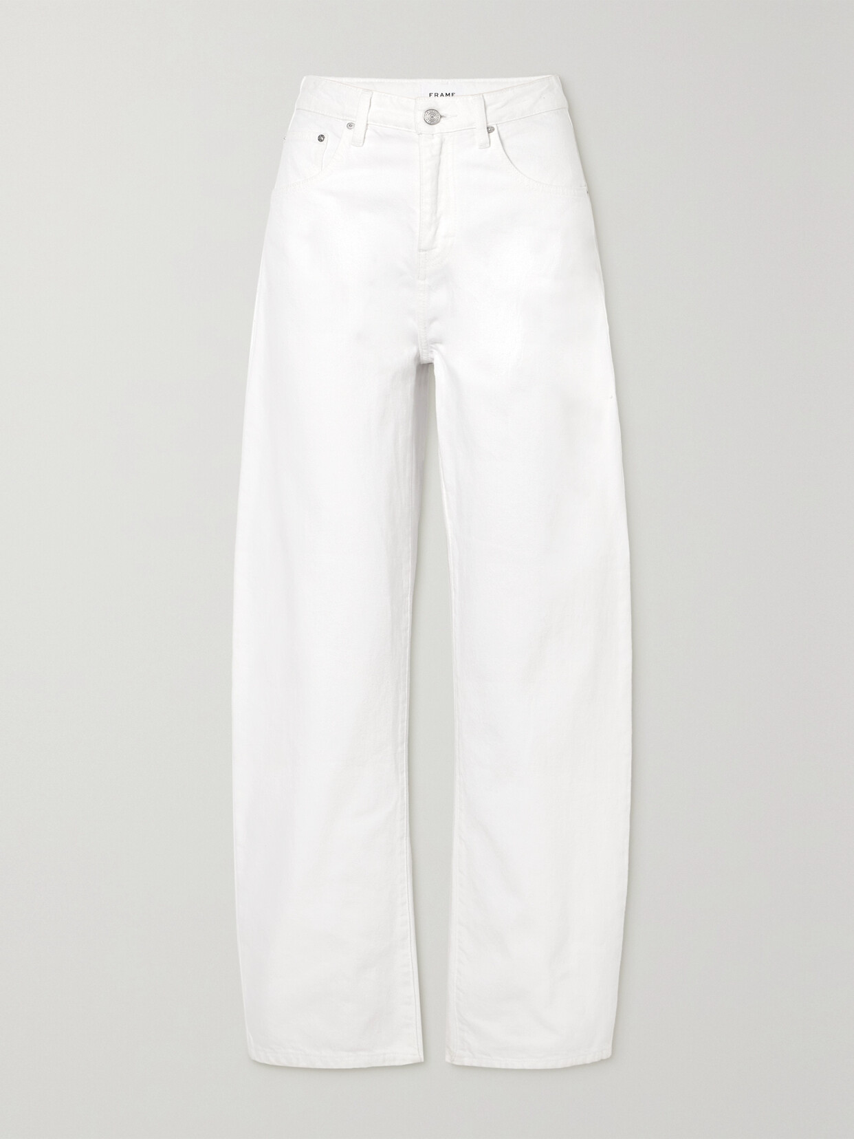 Frame Long Barrel High-rise Wide-leg Jeans In White