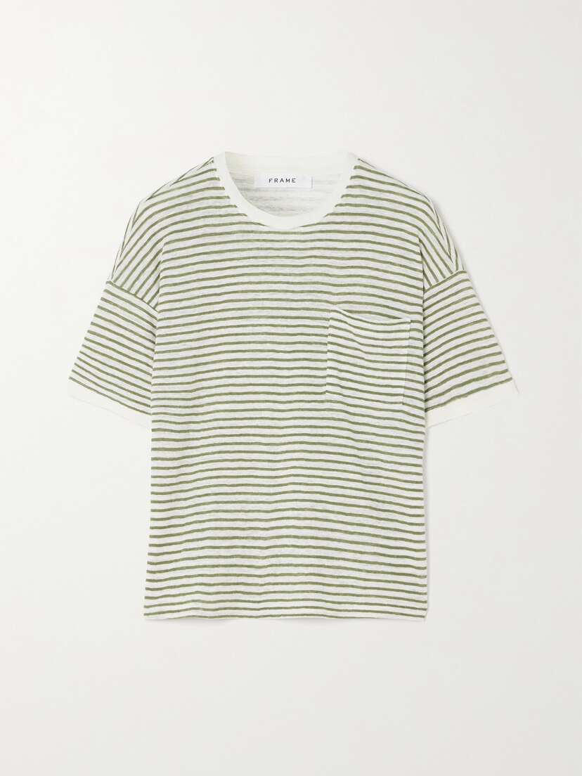Frame + Net Sustain Striped Organic Linen-jersey T-shirt