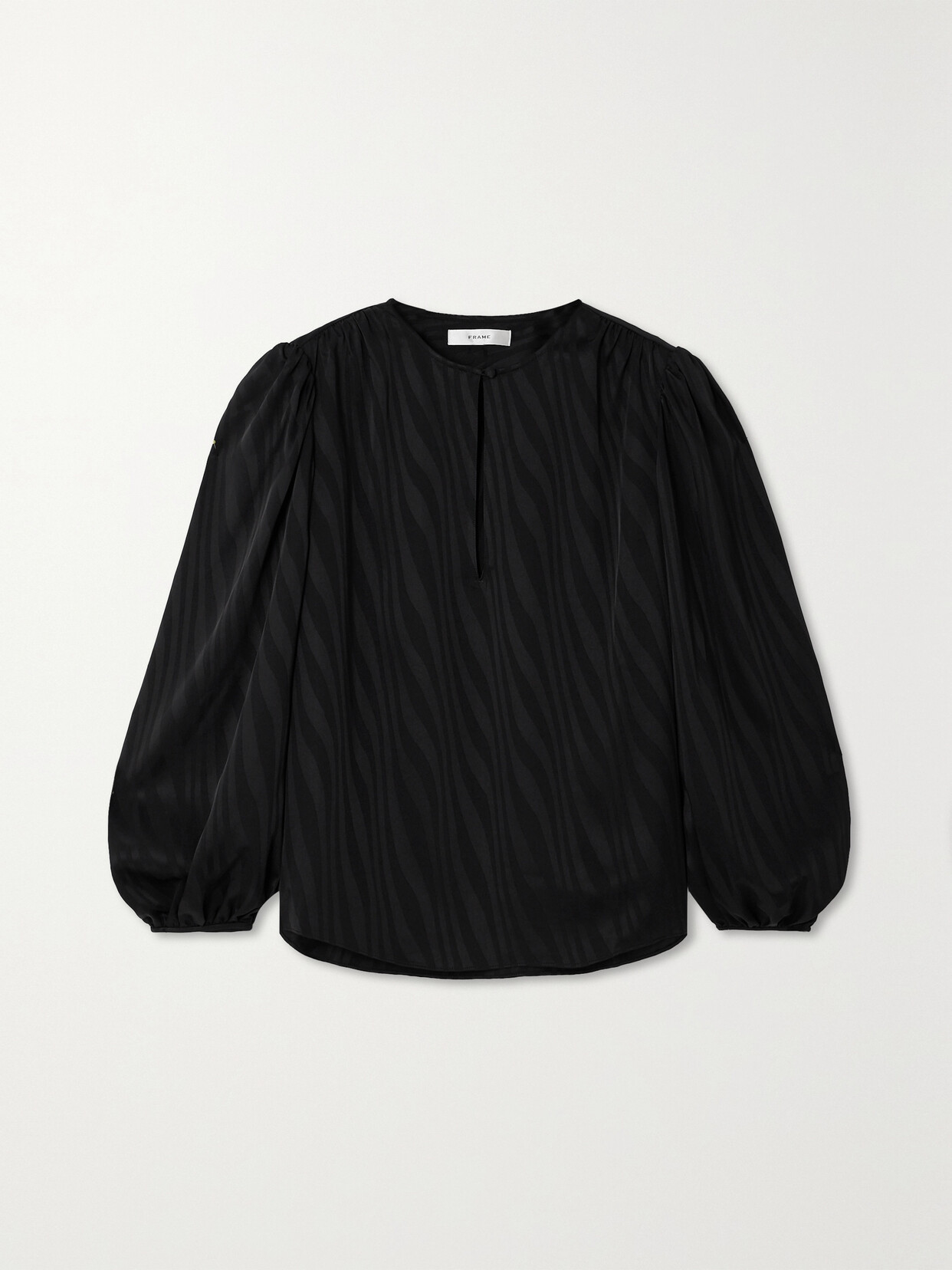 Frame Striped Satin-jacquard Blouse In Black