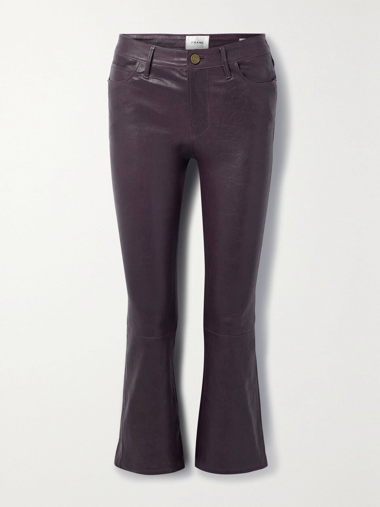 FRAME - Le Crop Mini Leather Bootcut Pants - Purple