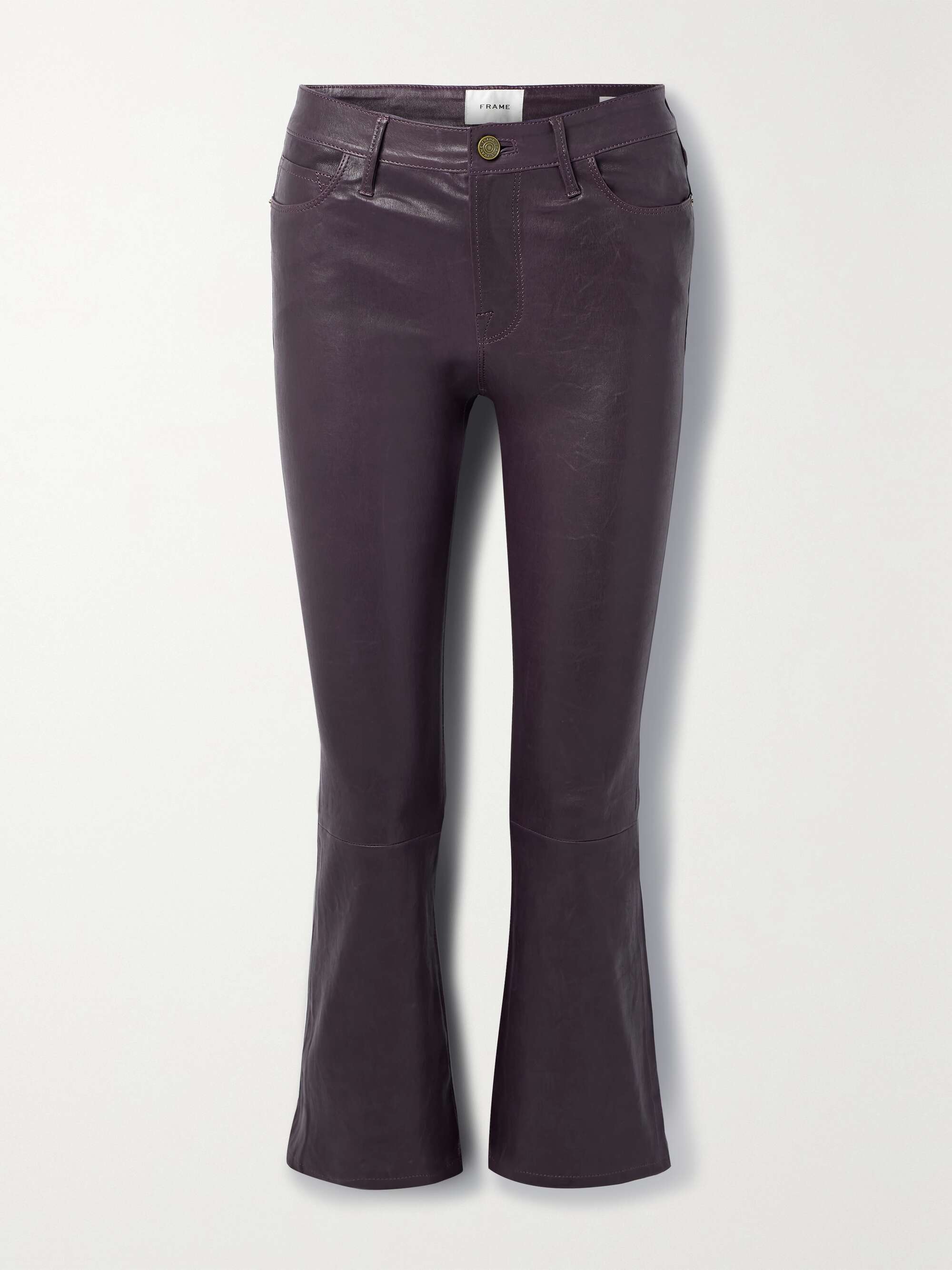 FRAME Le Crop Mini leather bootcut pants