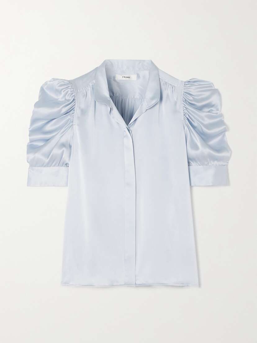 Frame Gillian Ruched Silk-satin Blouse - x large