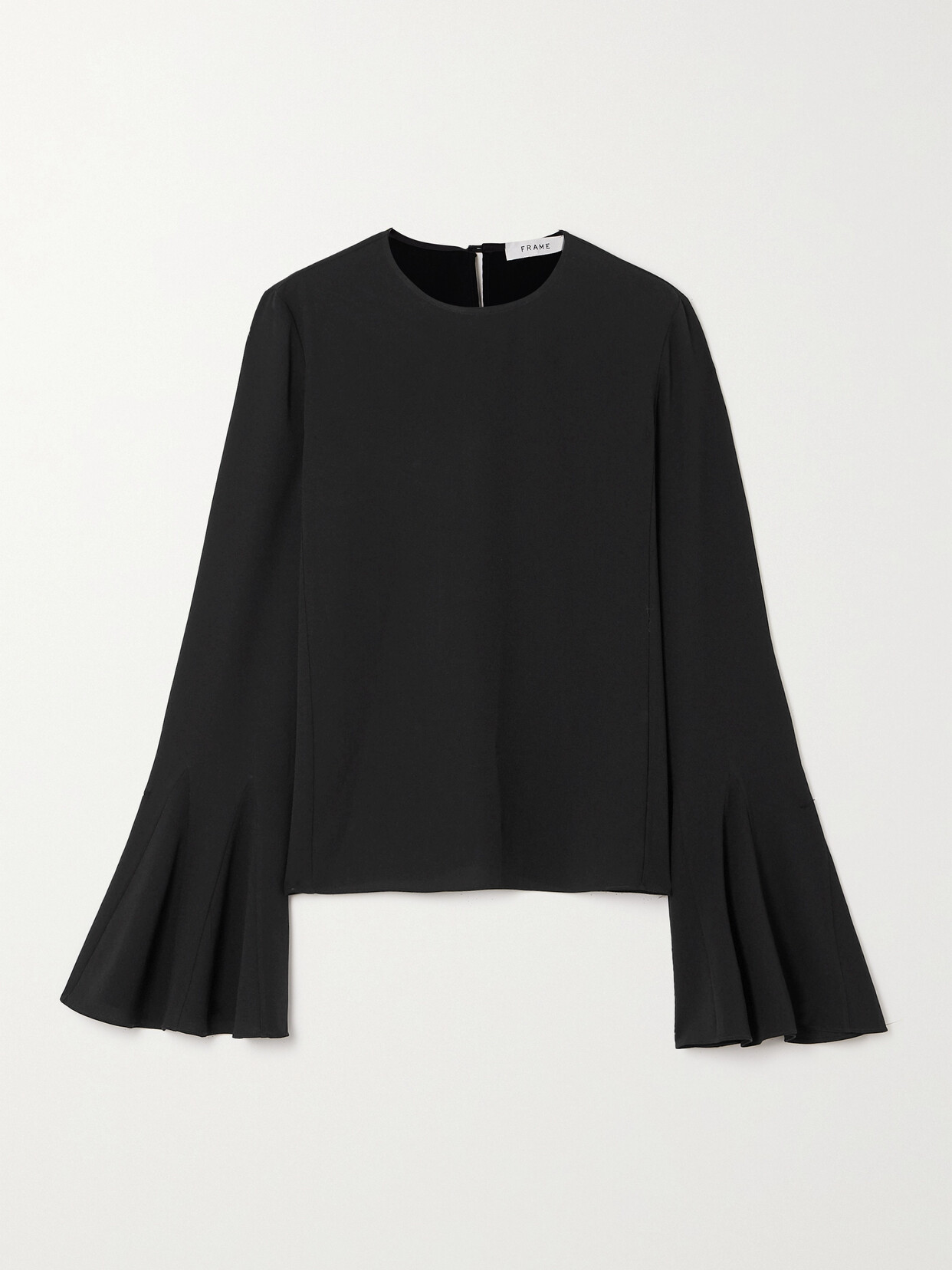 Shop Frame Fluted Crepe Blouse In Black