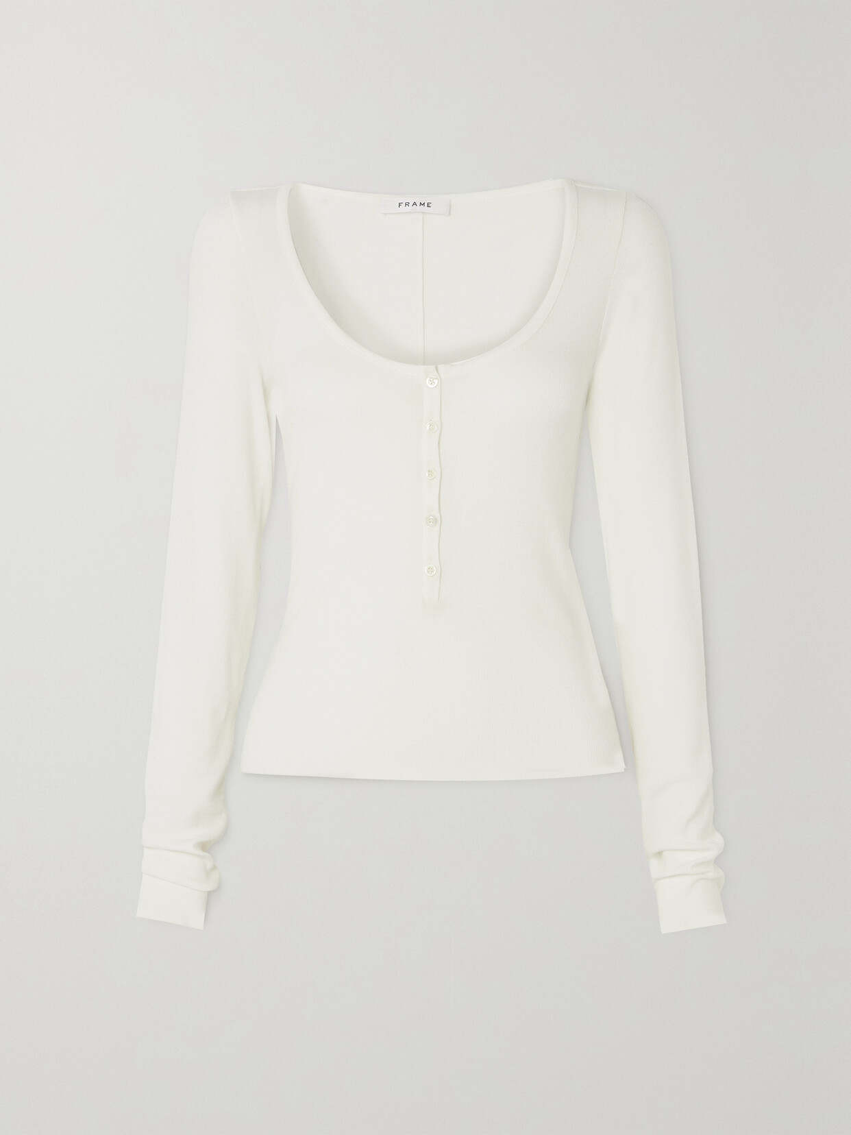 FRAME - Ribbed Stretch-modal Top - White