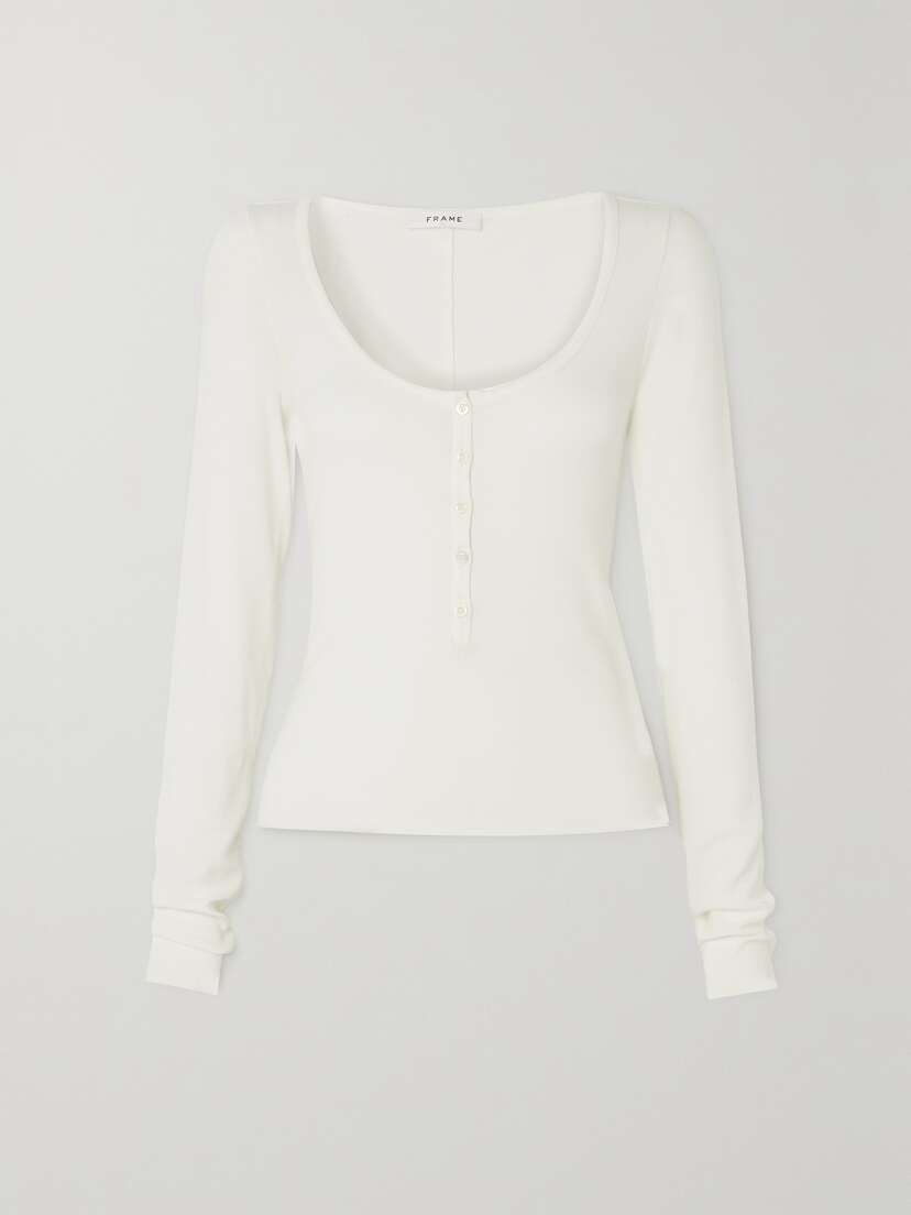 Frame Ribbed Stretch-modal Top