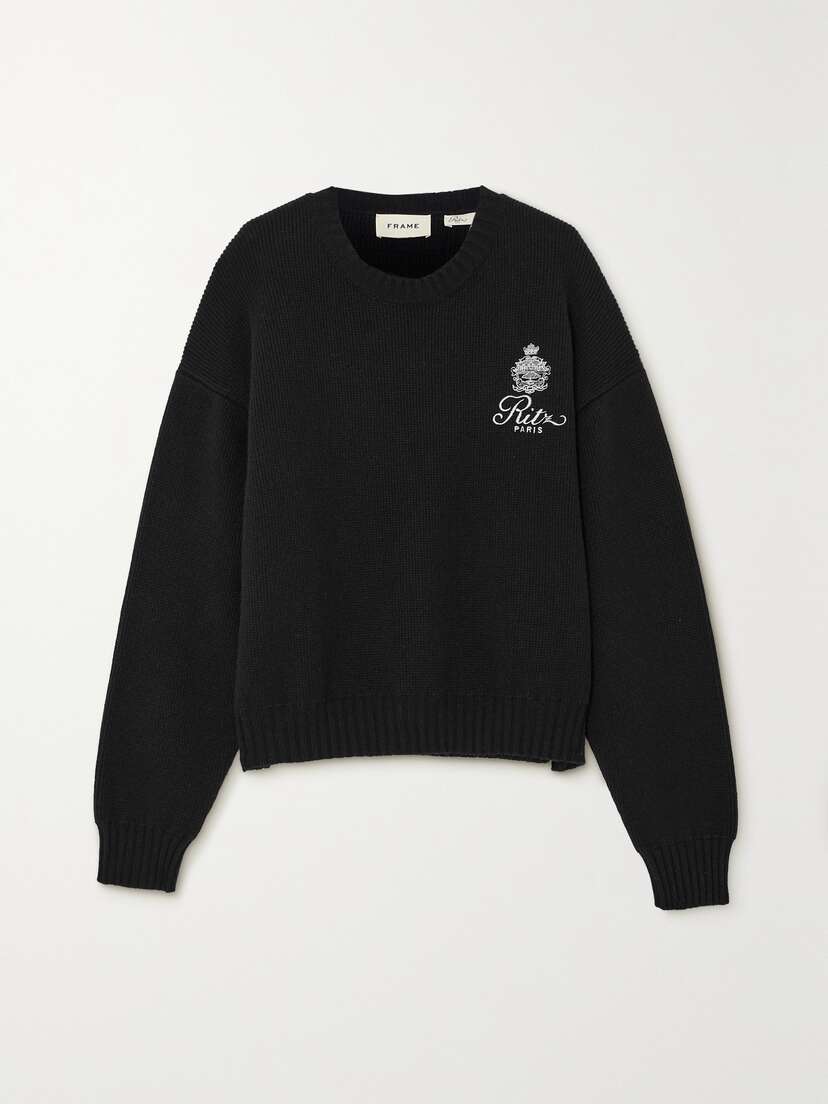 FRAME + Ritz Paris Embroidered Cashmere Sweater
