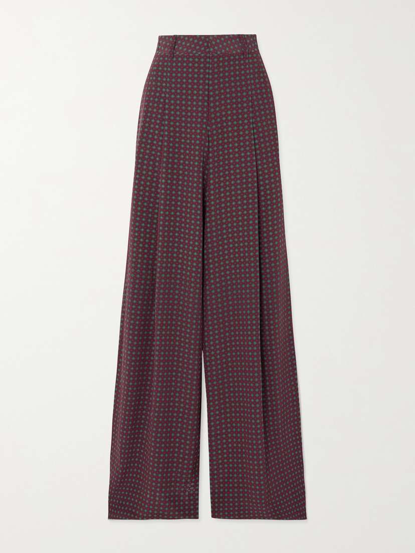 Frame + Ritz Paris Printed Silk-crepe Wide-leg Pants
