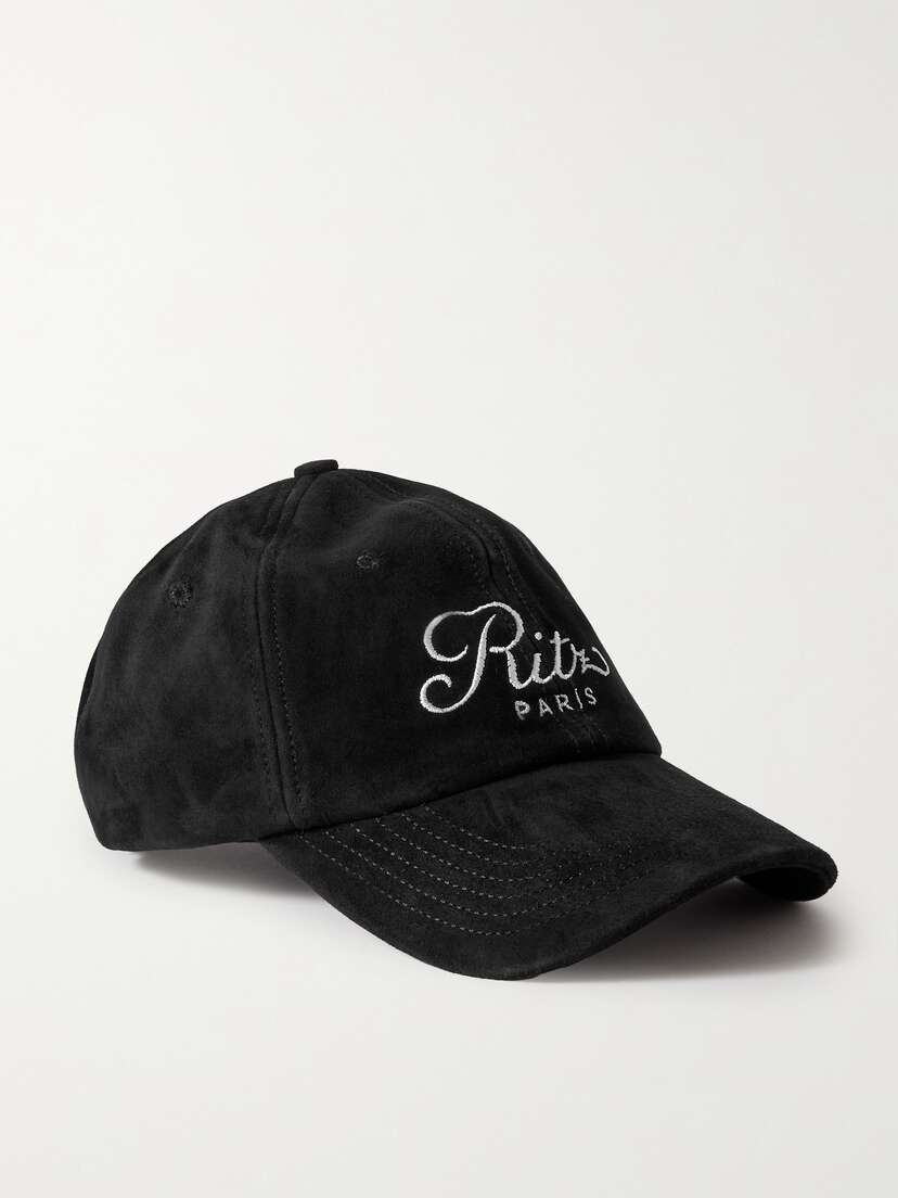 FRAME + Ritz Paris Embroidered Suede Baseball Cap