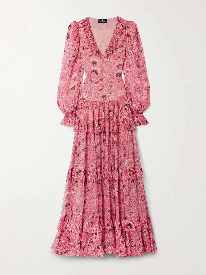 Etro Ruffled Paisley-print Silk-crepon Maxi Dress