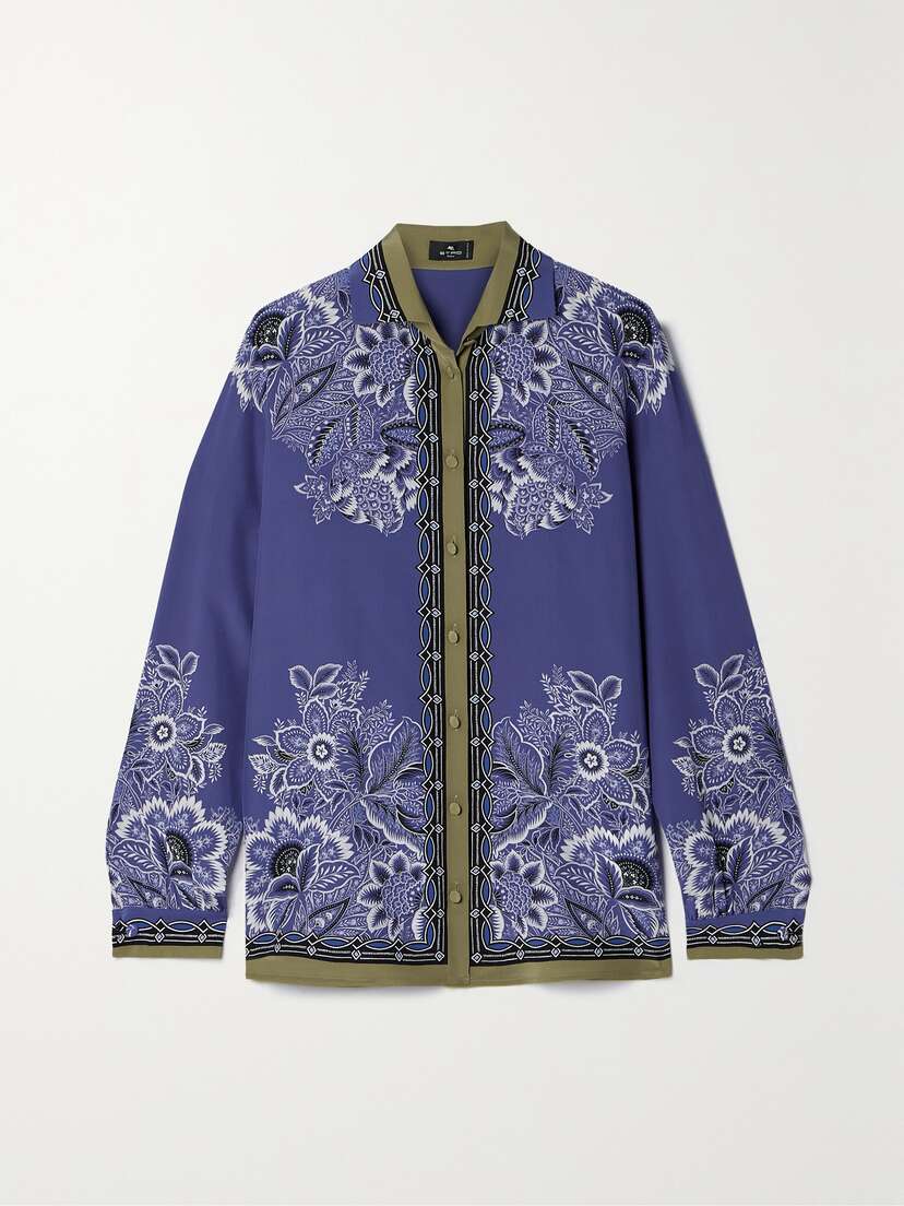 Etro Floral-print Silk-crepe Shirt