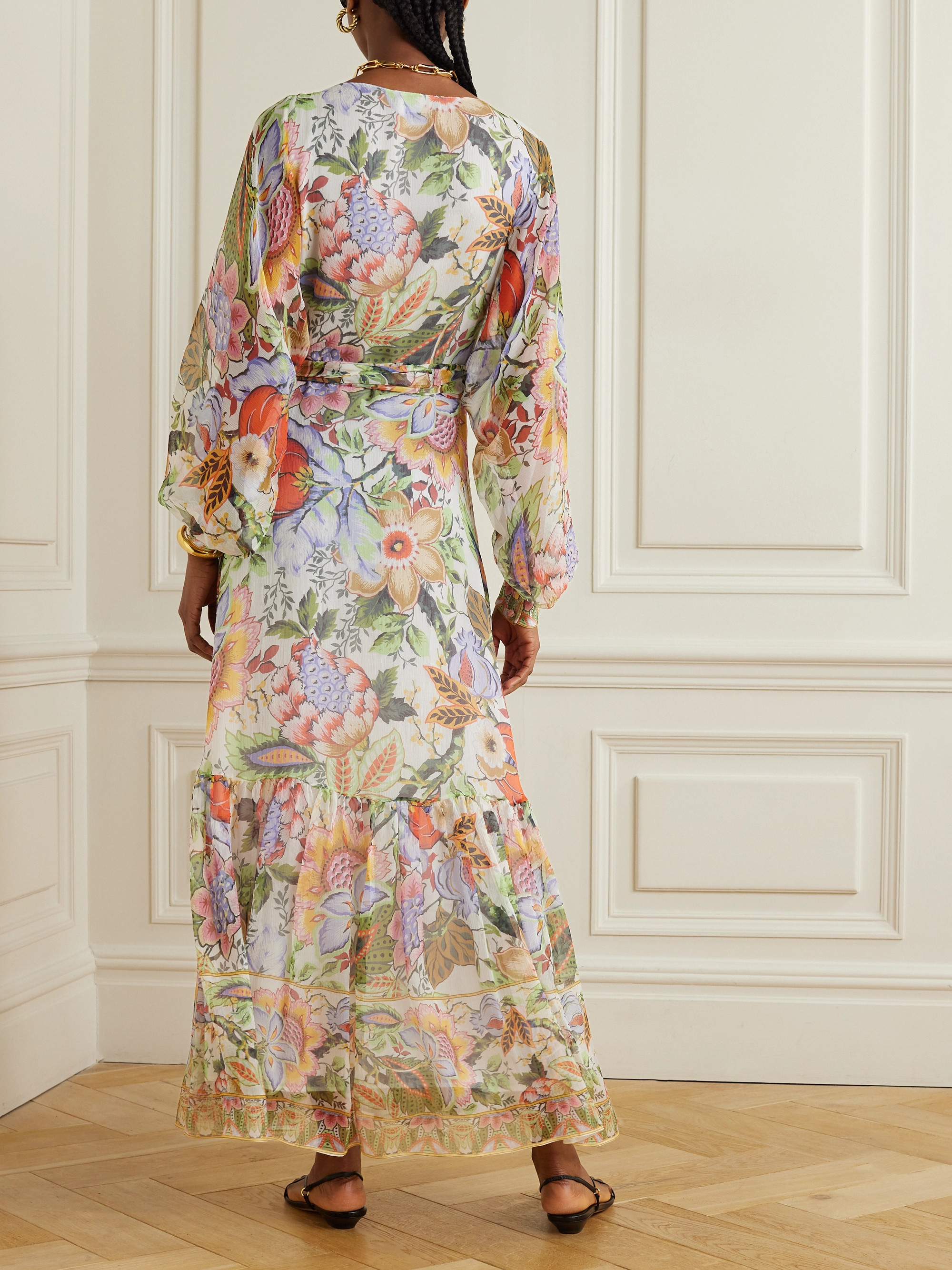 Etro Belted floral-print silk-crepon maxi dress thumbnail