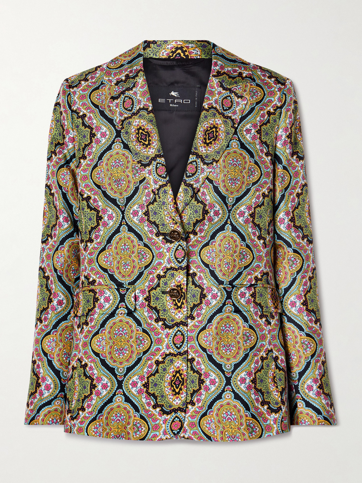 Etro Medallion-print Silk Single-breasted Blazer Jacket In Multi