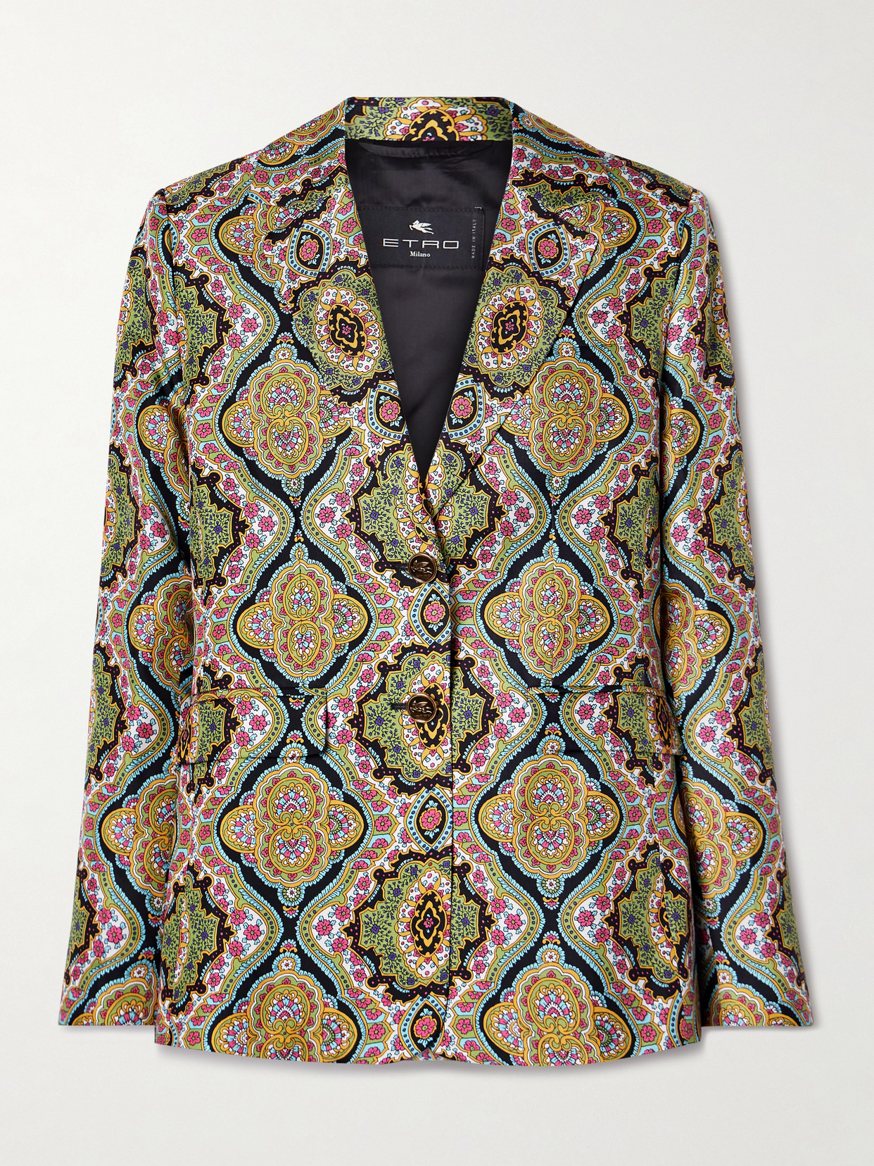 Shop Etro Printed Silk-twill Blazer In Multi