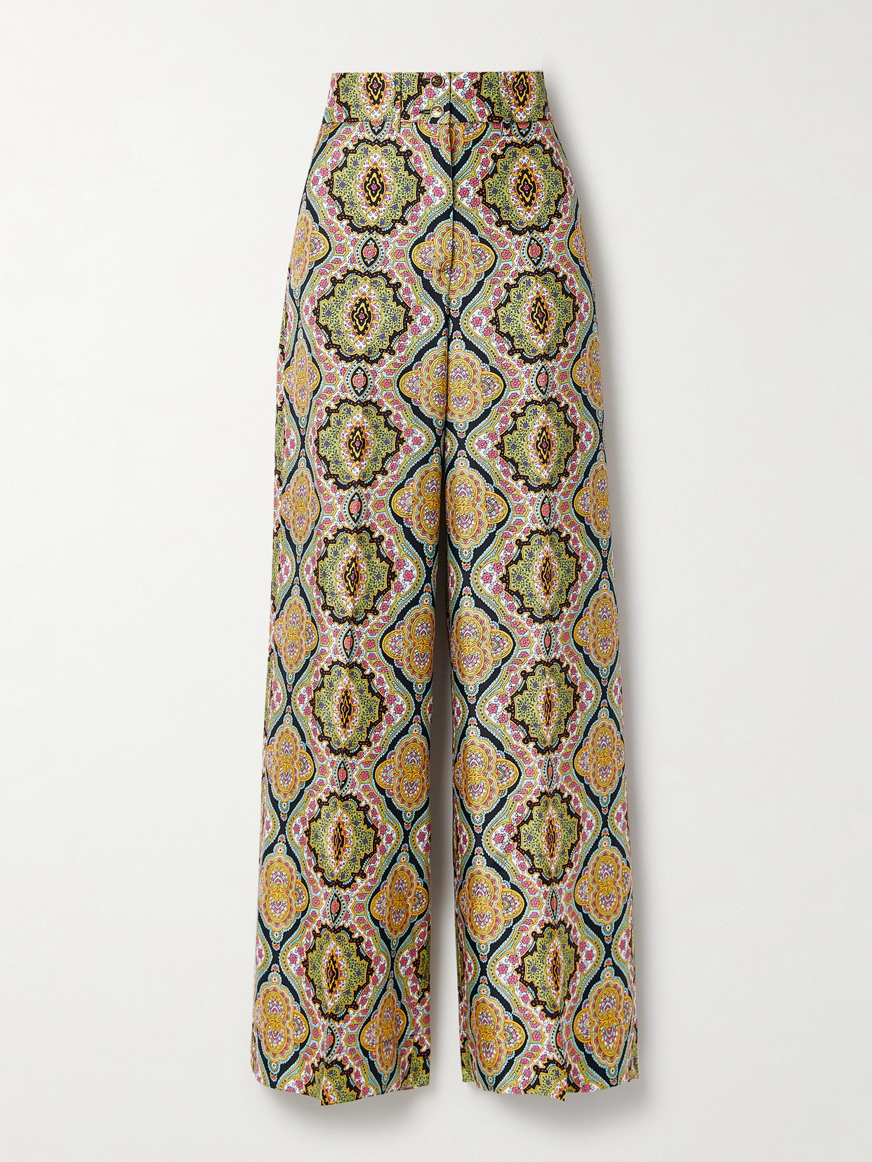 Etro - Printed Silk-twill Wide-leg Pants - Multi