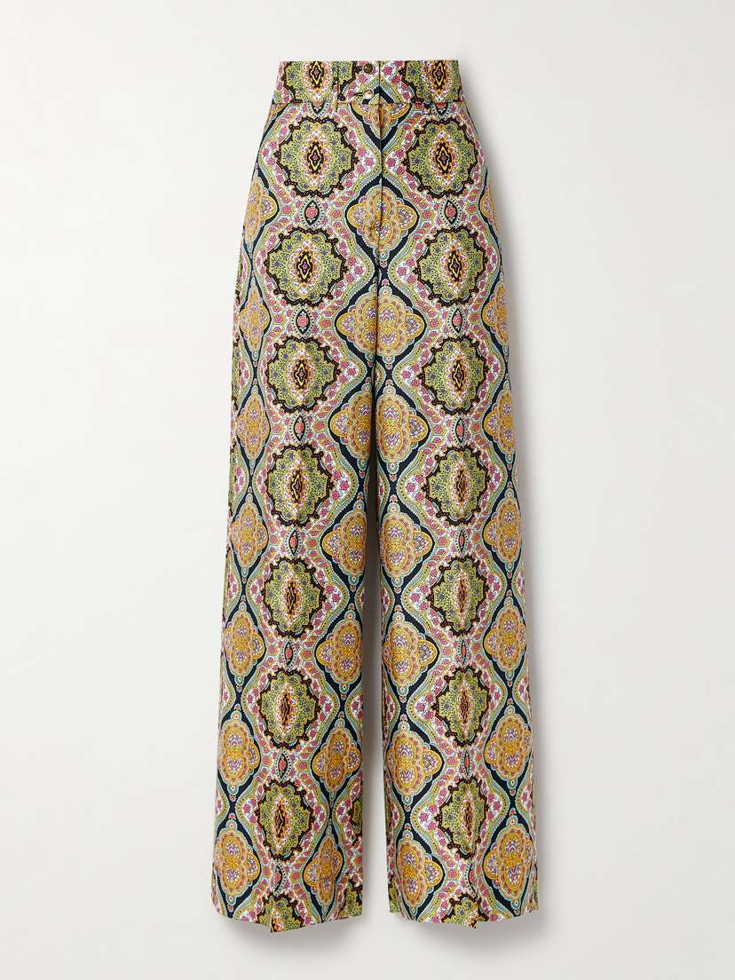 Etro Printed Silk-twill Wide-leg Pants