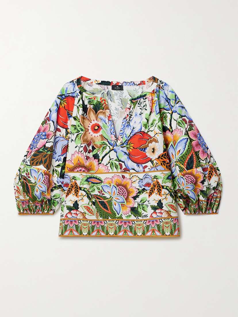 Etro Floral-print Cotton-poplin Blouse