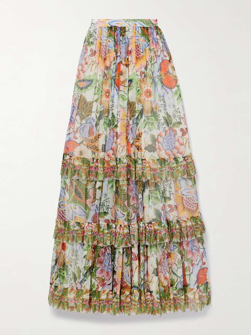 Etro Tiered Silk-crepon Maxi Skirt