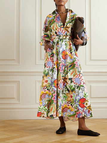 Etro Belted floral-print cotton-poplin maxi shirt dress