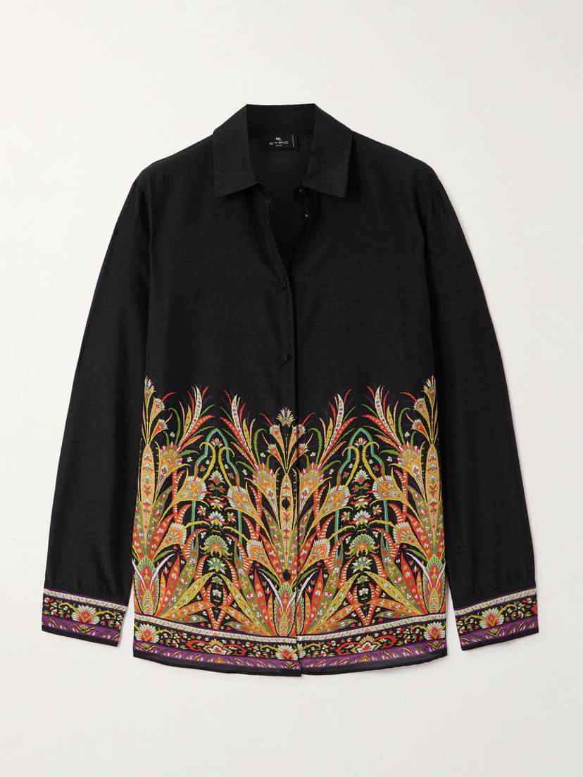 Etro Printed Cotton And Silk-blend Shirt