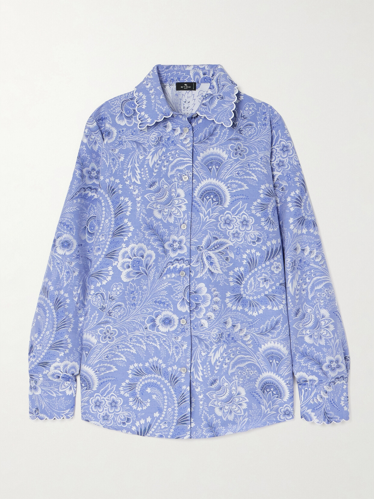 Etro - Scalloped Jacquard Shirt - Blue