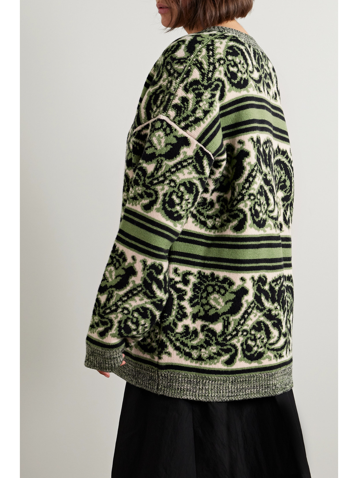 Shop Etro Oversized Wool-blend Jacquard Cardigan In Black