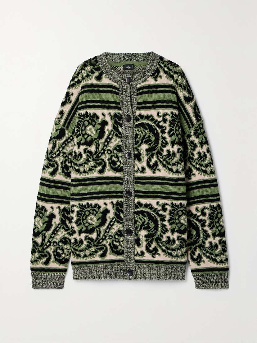 Etro Oversized Wool-blend Jacquard Cardigan