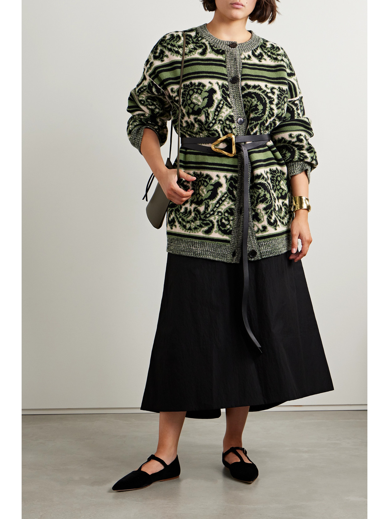 Etro Oversized Wool-blend Jacquard Cardigan In Black