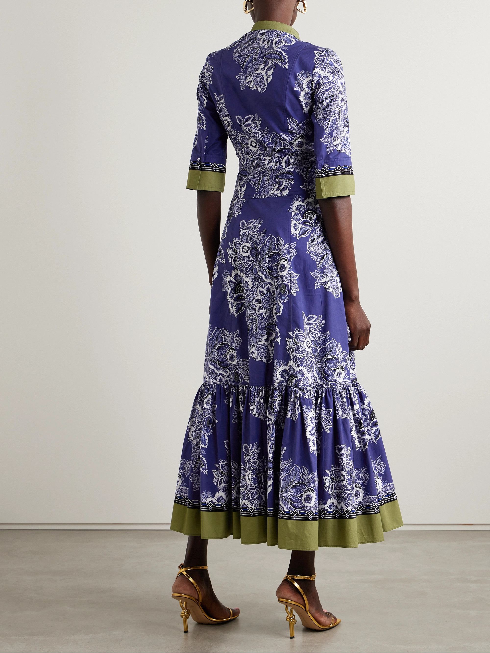 Etro Floral-print cotton-poplin midi dress thumbnail