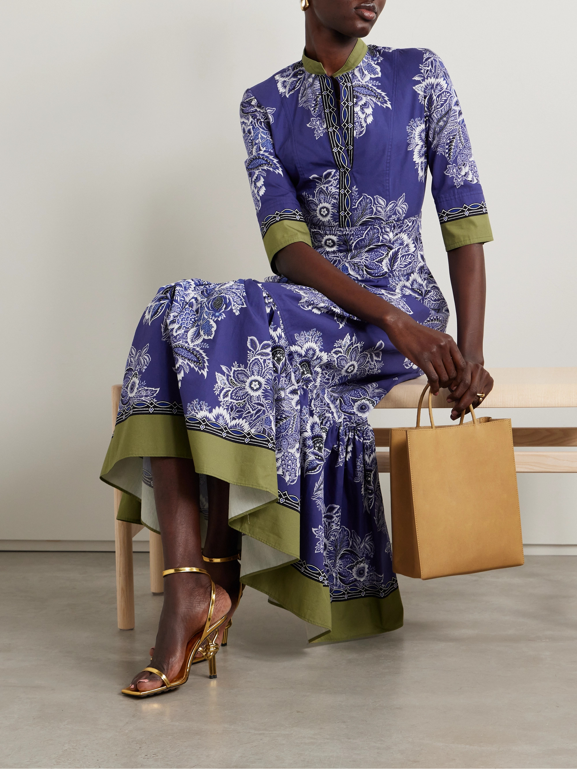 Etro Floral-print cotton-poplin midi dress