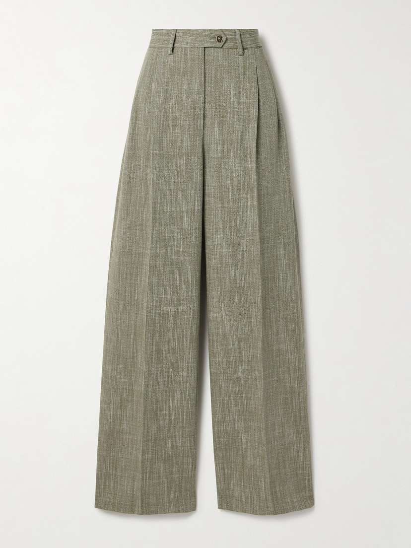 Etro Pleated Checked Woven Wide-leg Pants