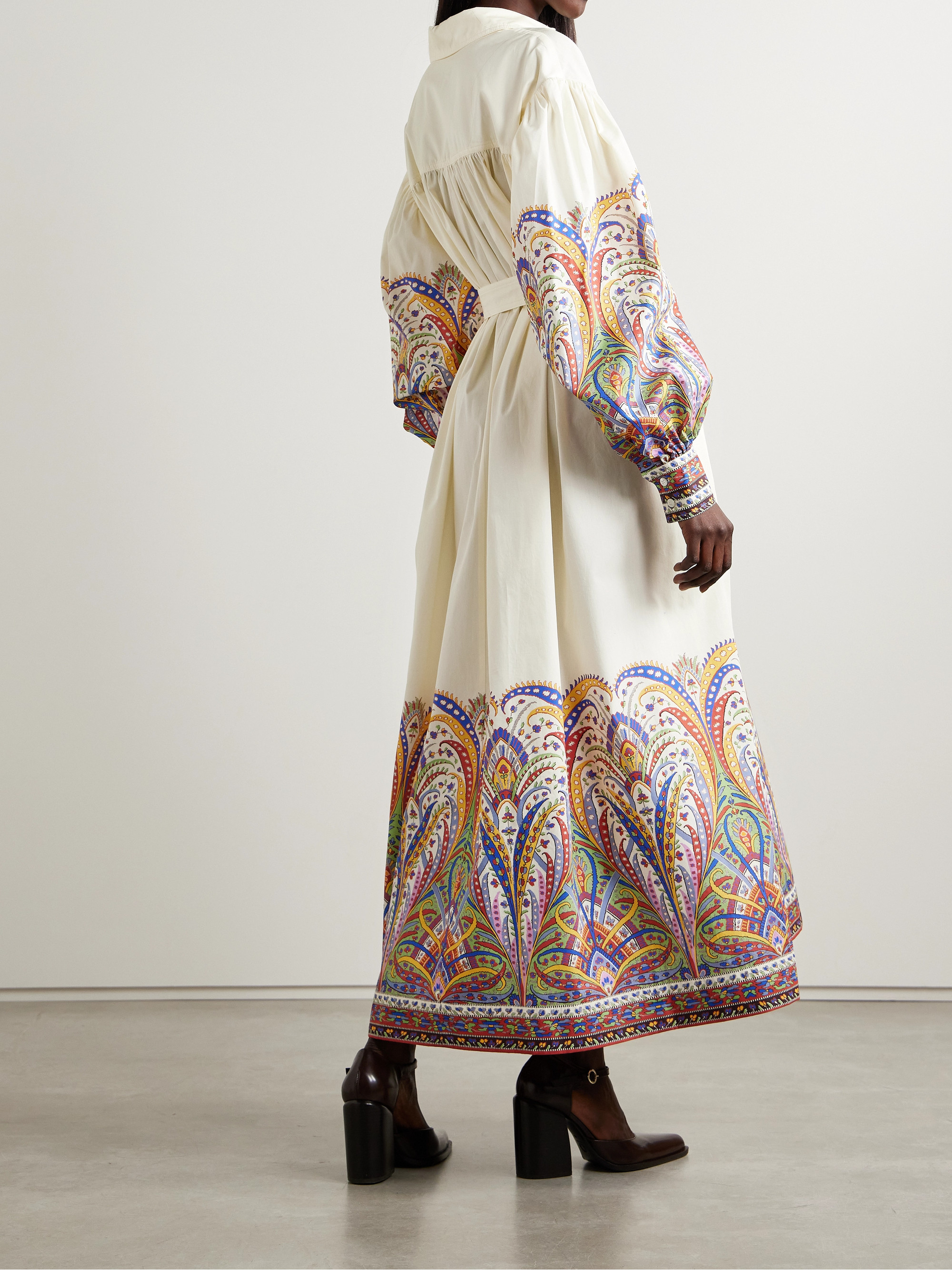 Etro Belted paisley-print cotton-poplin midi shirt dress thumbnail