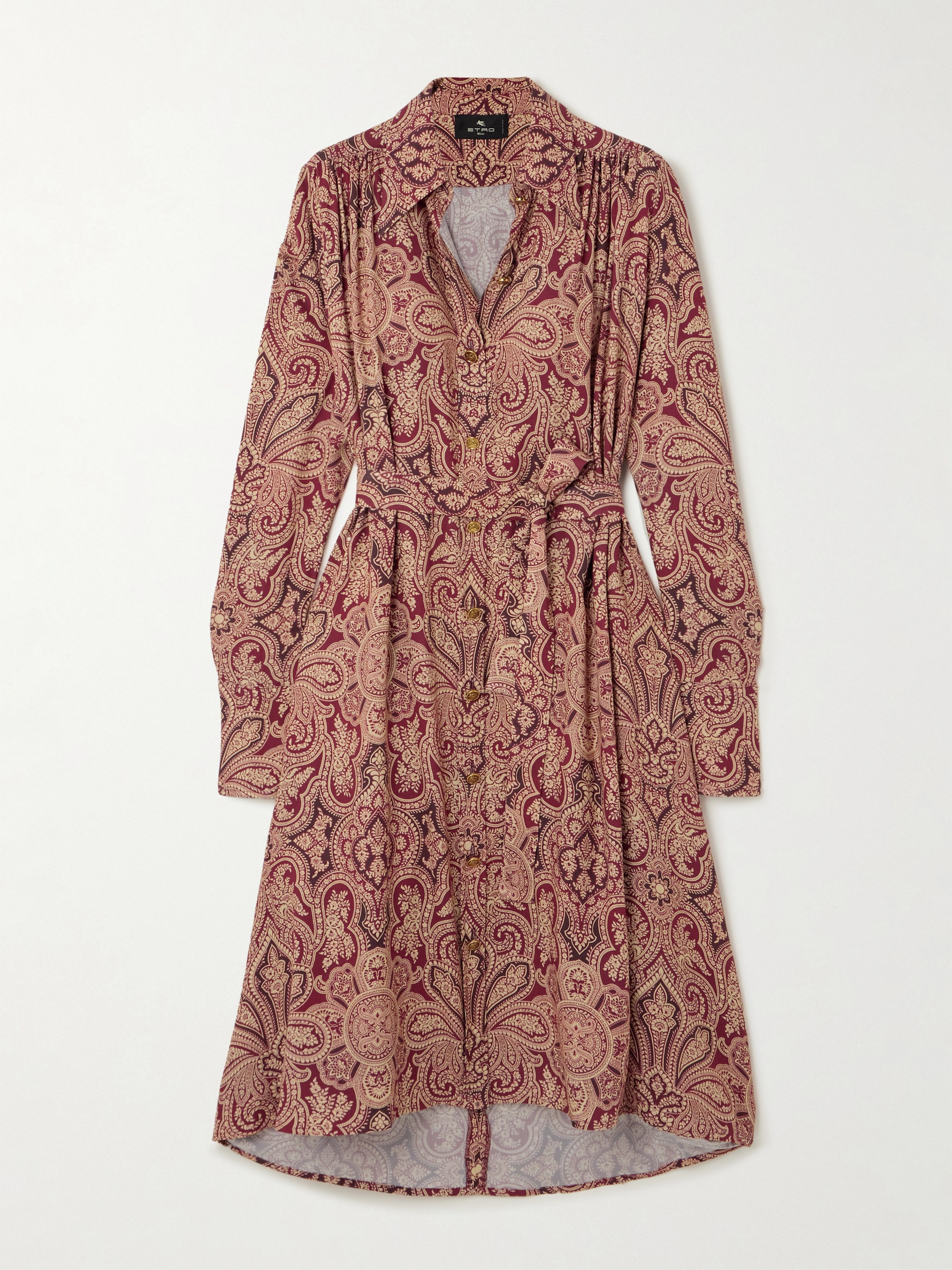 Etro Asymmetric belted paisley-print woven midi shirt dress thumbnail