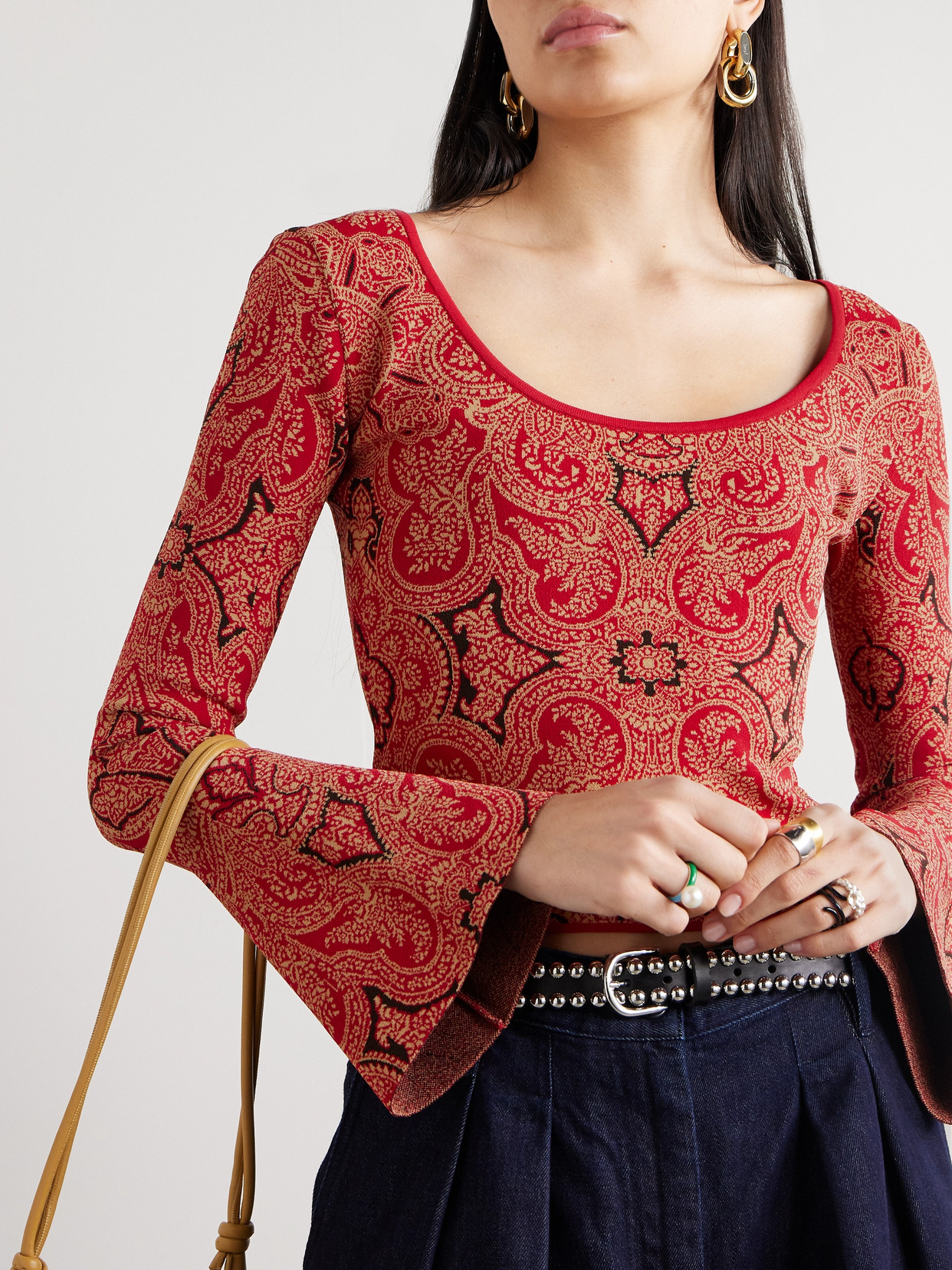 Jacquard-Knit Top