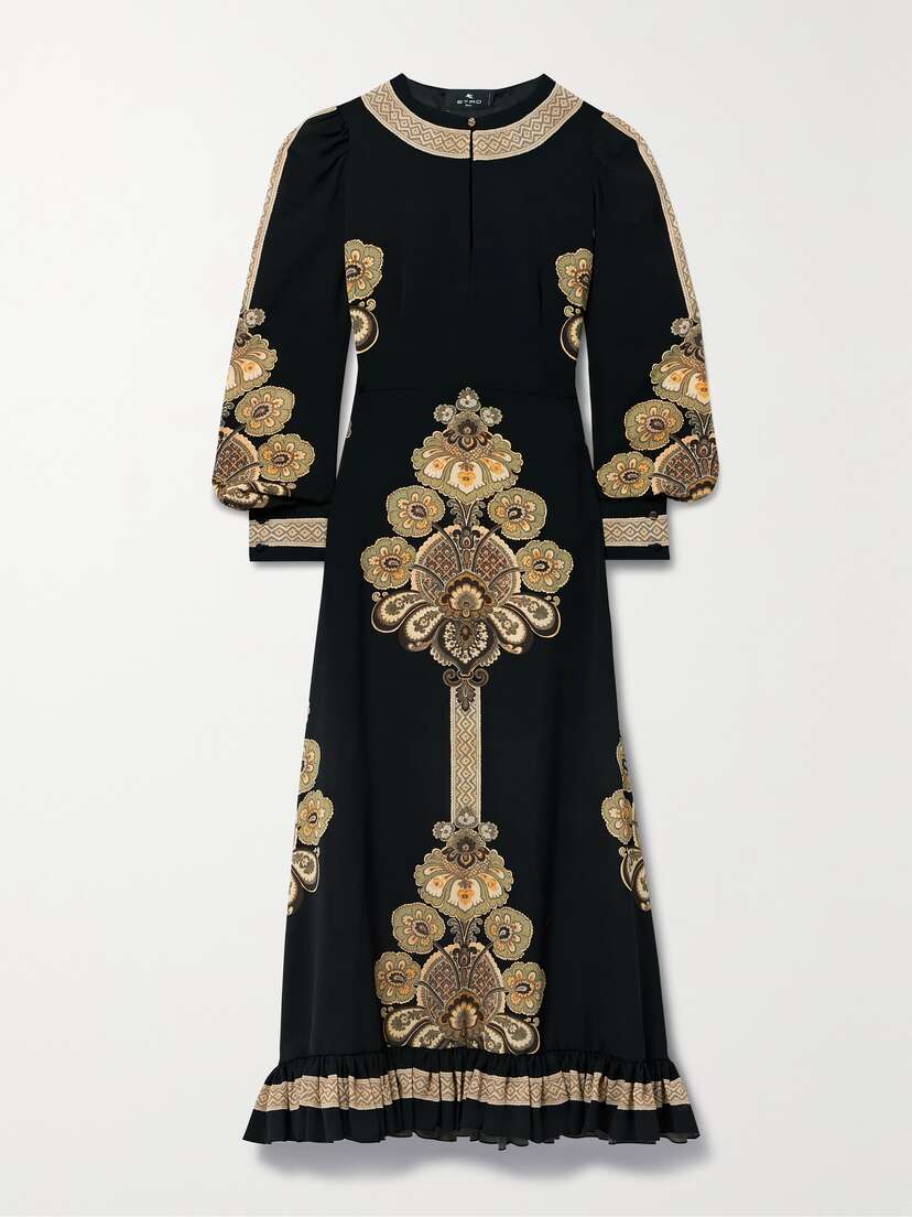 Etro Ruffled Printed Stretch-crepe Midi Dress