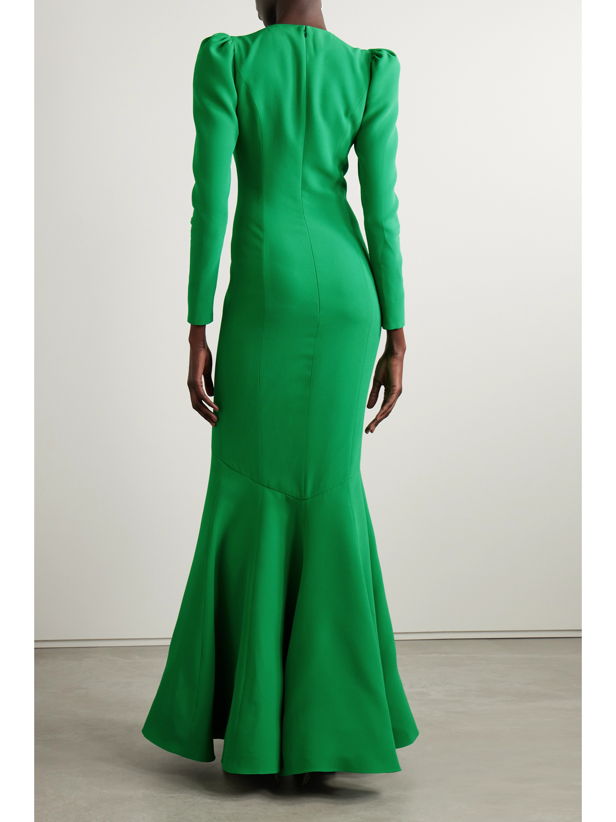 Andrew Gn Lace-up crystal embellished crepe gown