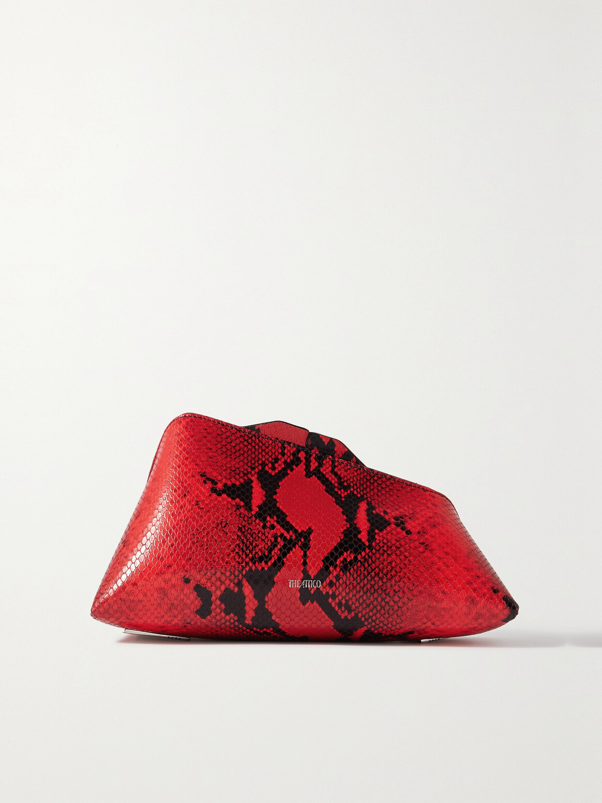 Attico 8.30 Pm Snake-effect Leather Clutch In Red