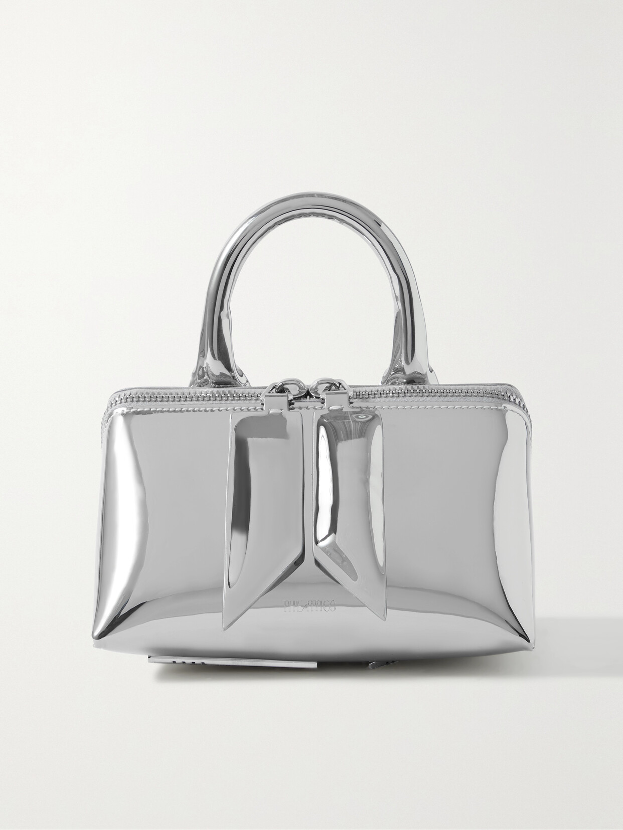 Attico Friday Mini Mirrored-faux Leather Tote In Silver